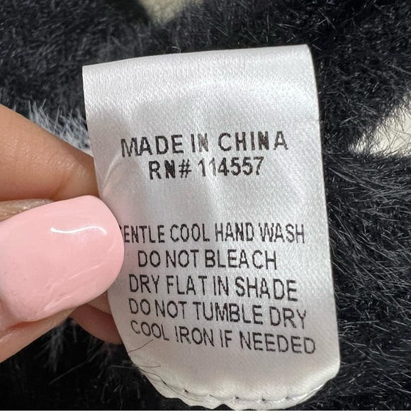 THML Kirsten striped M knit sweater white pink black bold modern high neckline - Picture 11 of 12